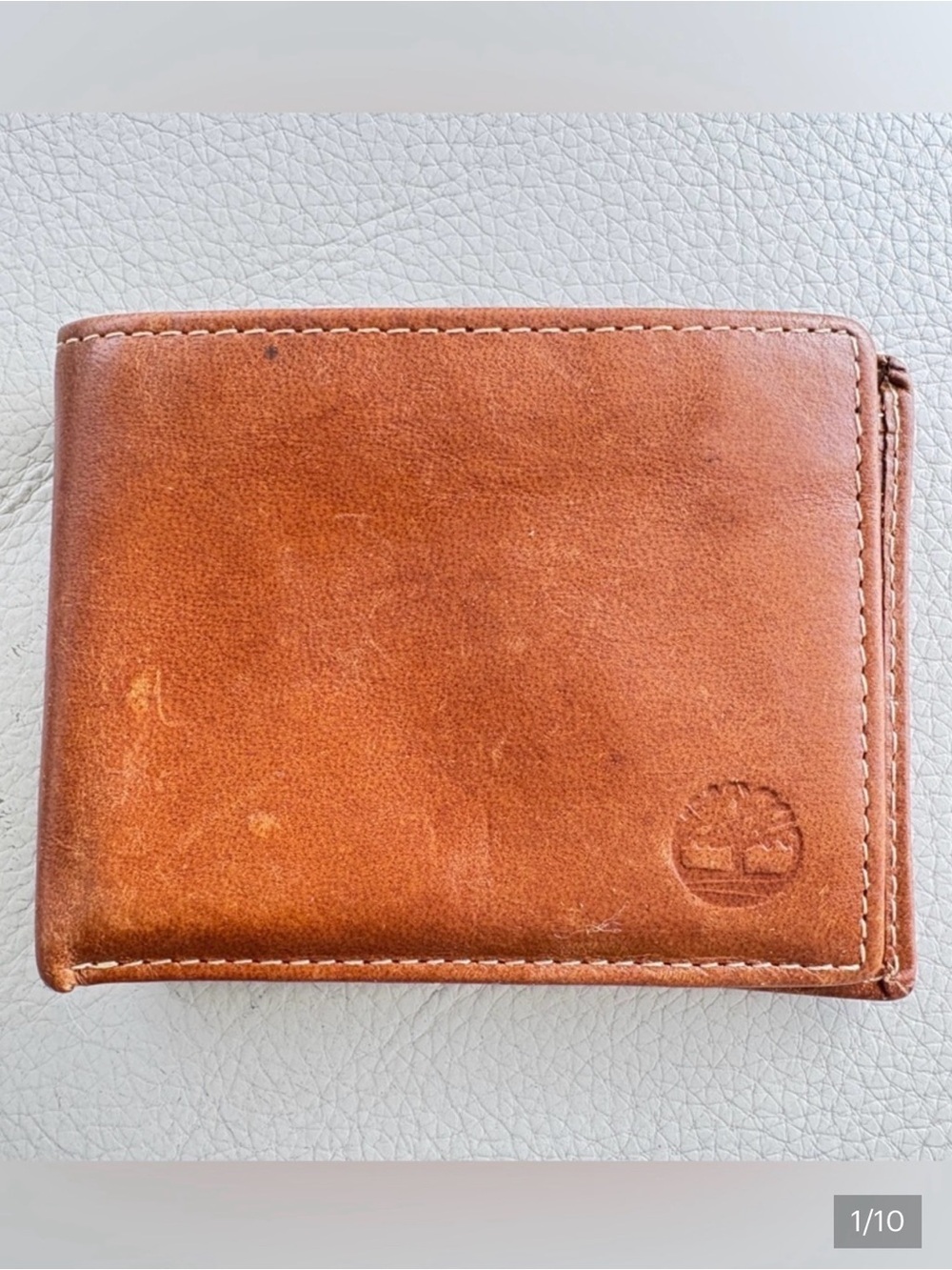 Timberland Tan Leather Bifold Wallet Card Holder Men